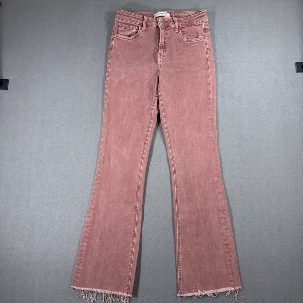 Lovervet Flare Jeans Women 28/7 Rose Pink Good Raw Hem High Rise LV1254WI